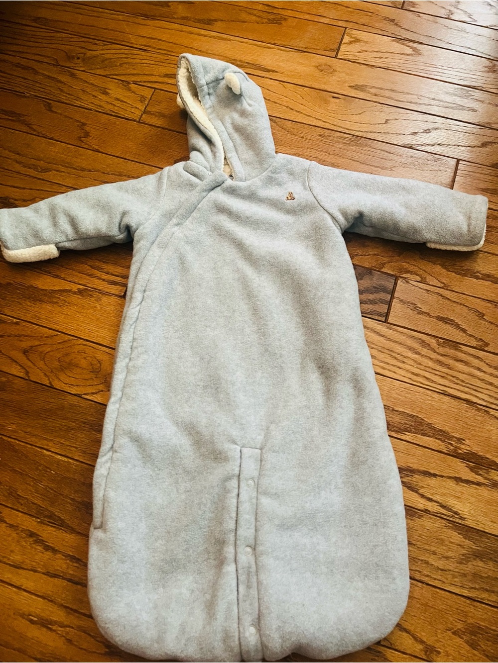 GAP Pale Blue Hooded Baby Winter Sack with Sherpa Lining